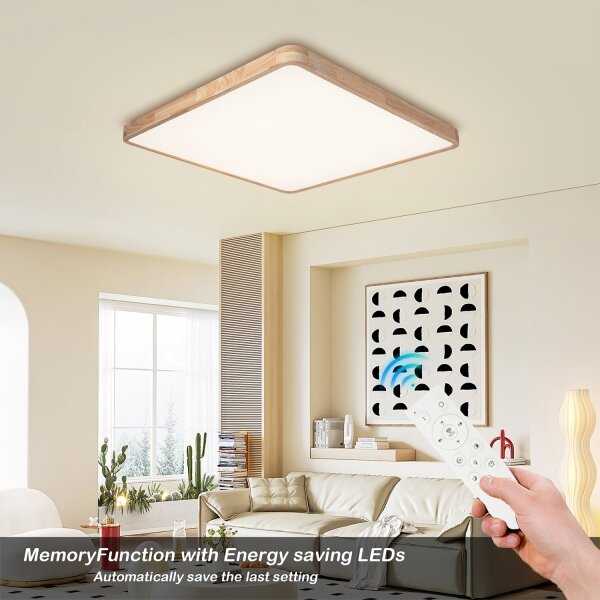 Brilagi - Corp de iluminat LED dimabil WOODLINE SQUARE LED/100W/230V stejar 80x80 cm + telecomandă