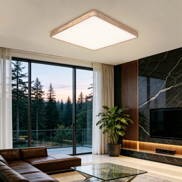 Brilagi - Corp de iluminat LED dimabil WOODLINE SQUARE LED/100W/230V stejar 80x80 cm + telecomandă