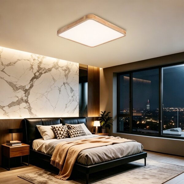 BRILAGI - Lampă LED dimabilă WOODLINE SQUARE LED/80W/230V stejar 60x60 cm + telecomandă