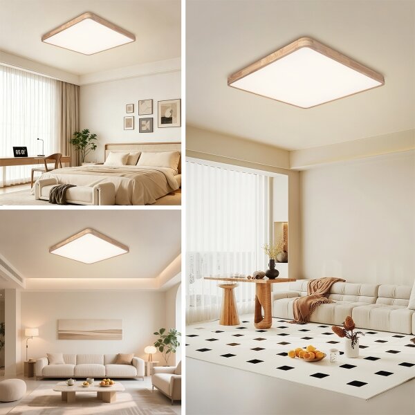 Brilagi - Corp de iluminat LED dimabil WOODLINE SQUARE LED/100W/230V stejar 80x80 cm + telecomandă