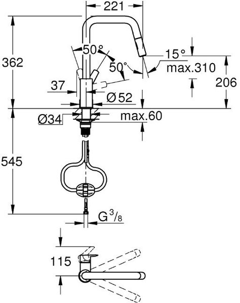 Grohe Start baterie bucătărie pe picior crom 30631000