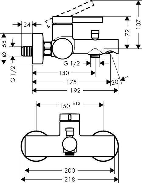 Hansgrohe Zesis S baterie cadă-duș perete negru 74420670