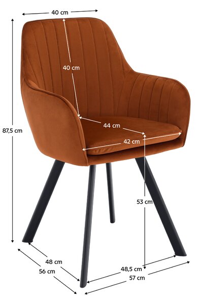 KONDELA Scaun de design, ţesătură Velvet teracot, AURIL