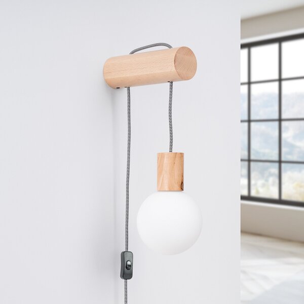 SOLLUX LIGHTING Aplică de perete Nimbi, lemn culoare deschisă, înălțime 67 cm, lemn/glass, Lemn, Camera de zi / sufragerie, Lemn, Modern