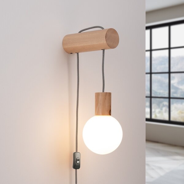 SOLLUX LIGHTING Aplică de perete Nimbi, lemn culoare deschisă, înălțime 67 cm, lemn/glass, Lemn, Camera de zi / sufragerie, Lemn, Modern