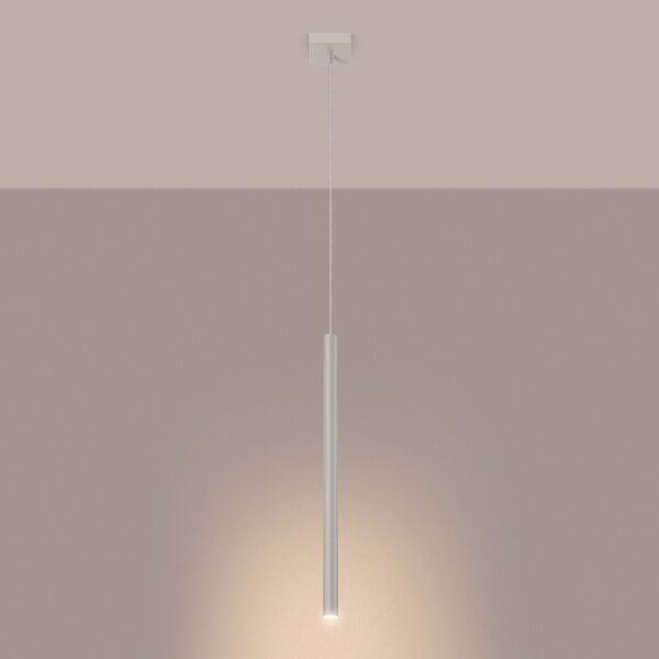 SOLLUX LIGHTING Lampă suspendată Pastelo, bej, Ø 2 cm, oțel, 3 becuri., reglabil, Bej, Camera de zi / sufragerie, Metal, Modern