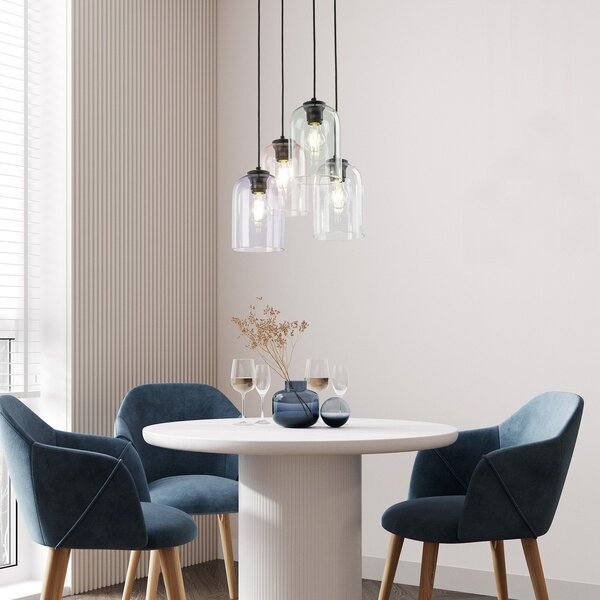 TK Lighting Lampă suspendată Molly, Ø 38 cm, multicoloră, metal, sticlă, 4 becuri., reglabil, Multicolor, Camera de zi / sufragerie, Sticlă, Modern