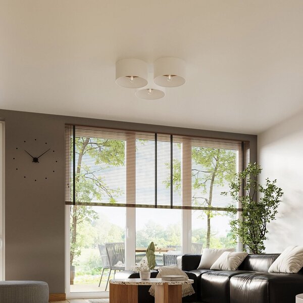 SOLLUX LIGHTING Plafonieră Telesto, alb, Ø 35 cm, pânză, lemn, oțel, reglabil, Alb, Hol, Țesătură / Textil