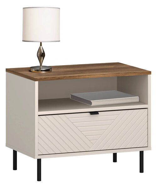 Noptiera pentru dormitor EVO, casmir/stejar, PAL laminat, 64x40x52 cm