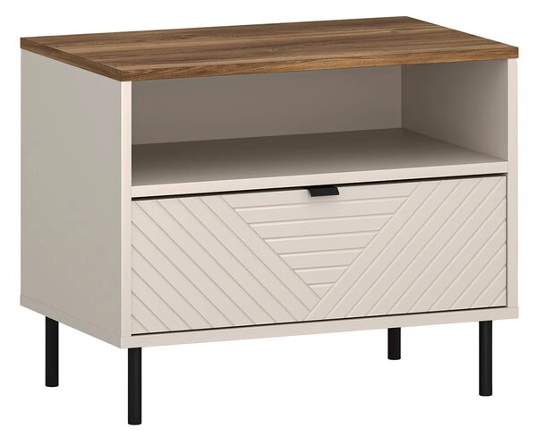 Noptiera pentru dormitor EVO, casmir/stejar, PAL laminat, 64x40x52 cm