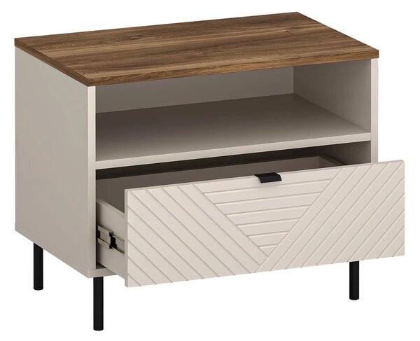 Noptiera pentru dormitor EVO, casmir/stejar, PAL laminat, 64x40x52 cm