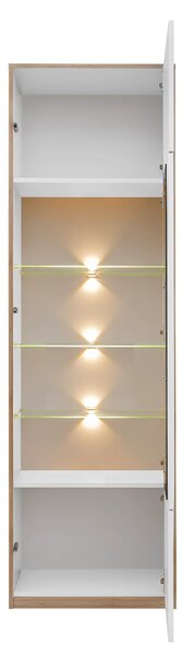 Vitrina pentru living COMPLEX, alb, PAL laminat, cu iluminare LED, 60x