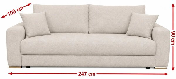 Canapea extensibila GENF, stofa catifelata bej - Element 17, cu lada d