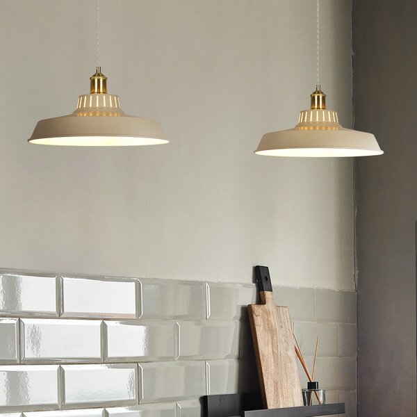 COREP Lampă suspendată Thelma, culoare fildeș, Ø 38 cm, metal, reglabil, Bej, Camera de zi / sufragerie, Metal