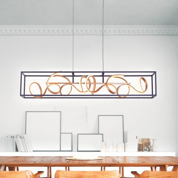 Paul Neuhaus Lampă suspendată LED SELINA, negru/auriu, lungime 110 cm, Switchdim, reglabil, Negru, Camera de zi / sufragerie, Aluminiu, Modern