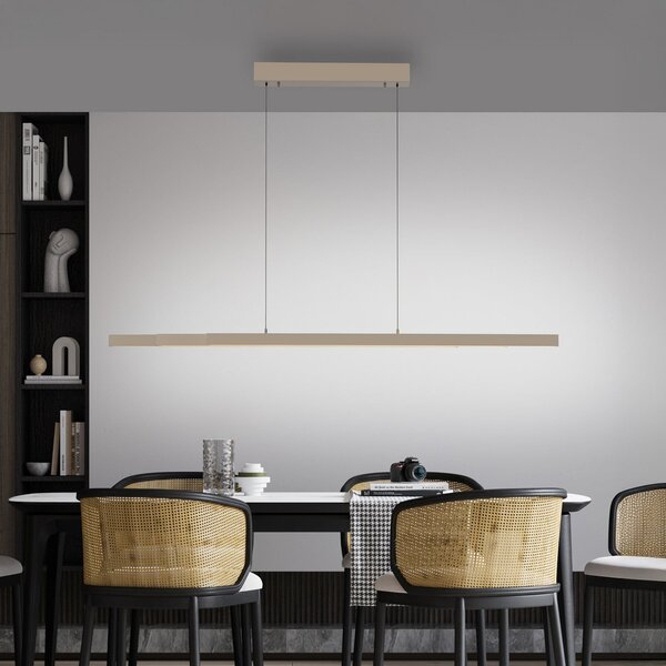Paul Neuhaus Lampă suspendată LED ADRIANA, bronz, lungime 179 cm, variator tactil, reglabil, Bronz / Alamă Veche, Camera de zi / sufragerie, Aluminiu, Modern