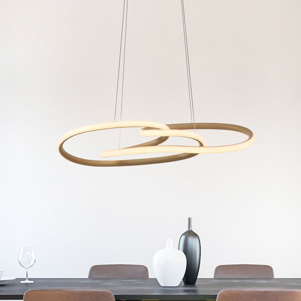Paul Neuhaus Lampă suspendată LED TWIST, bej, lungime 76 cm, metal, cu funcție Switchdim, reglabil, Bej, Camera de zi / sufragerie, Aluminiu, Modern