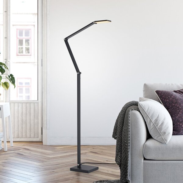 Paul Neuhaus Lampadar LED SAMSKY, gri, înălțime 161 cm, metal, variator tactil, reglabil, Gri, Camera de zi / sufragerie, Aluminiu, Modern