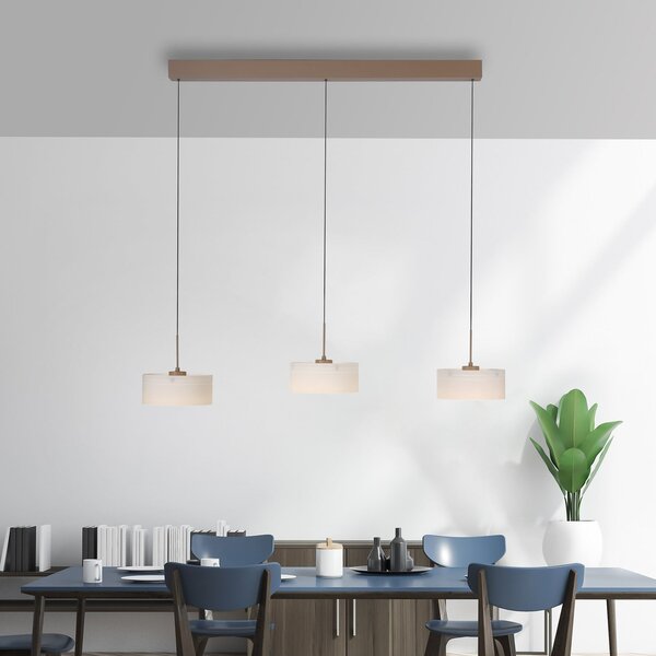 Paul Neuhaus Lampă suspendată LED MARIKA, bej/alb, 105 cm, 3 becuri, sticlă, dimabilă, reglabil, Bej, Camera de zi / sufragerie, Sticlă, Modern
