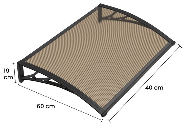 Copertină PREMIUM 40x60 cm, placă 6 mm dintr-o bucată – Negru/Bronz