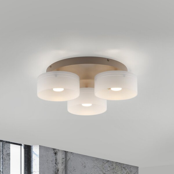 Paul Neuhaus Plafonieră LED MARIKA bej/alb 40 cm, 3 becuri, sticlă, Switchdim, cu funcție de, reglabil, Bej, Camera de zi / sufragerie, Sticlă, Modern, Plafon rotund direct