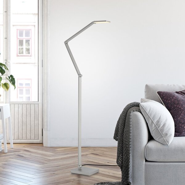 Paul Neuhaus Lampadar LED SAMSKY, oțel, înălțime 161 cm, variator tactil din metal, reglabil, Metalic, Camera de zi / sufragerie, Aluminiu, Modern