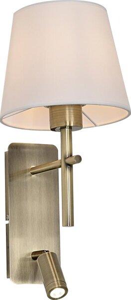 Zuma Line W4106-2AB+WH-LED Lampă de perete LUNA 1xE27/40W/230V + LED/2,5W alamă/alb