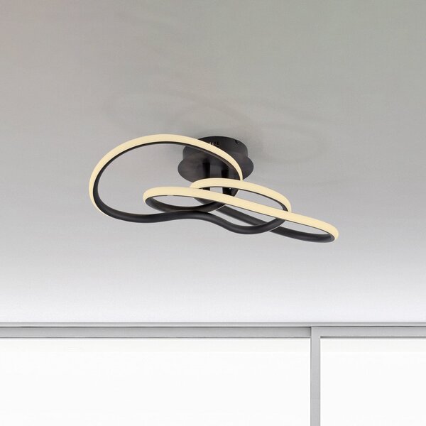 Paul Neuhaus Plafonieră LED TWIST, negru, lungime 90 cm, metal, Switchdim, reglabil, Negru, Camera de zi / sufragerie, Aluminiu, Modern