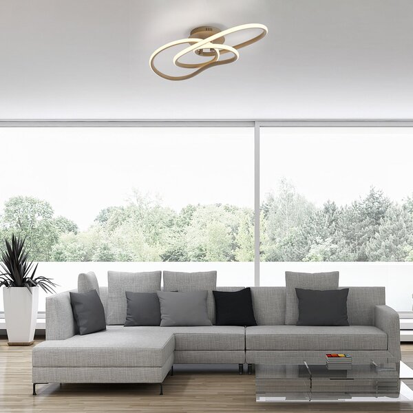 Paul Neuhaus Plafonieră LED TWIST, bej, lungime 90 cm, metal, Switchdim, reglabil, Bej, Camera de zi / sufragerie, Aluminiu, Modern