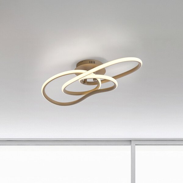 Paul Neuhaus Plafonieră LED TWIST, bej, lungime 90 cm, metal, Switchdim, reglabil, Bej, Camera de zi / sufragerie, Aluminiu, Modern