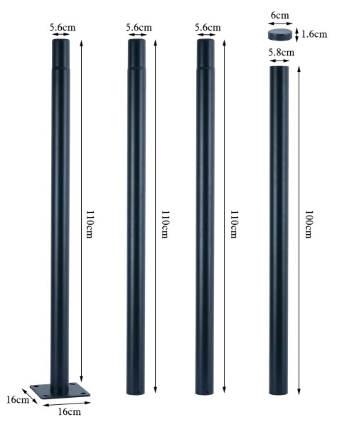Brilagi - Stâlp metalic pentru iluminat exterior, 4 m, diametru 58 mm, antracit