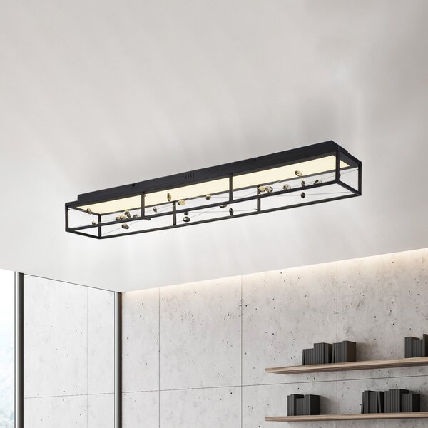 Paul Neuhaus Plafonieră LED SKINA, negru, 112 cm, CCT, dimabilă, cu telecomandă, reglabil, Negru, Camera de zi / sufragerie, Metal, Modern