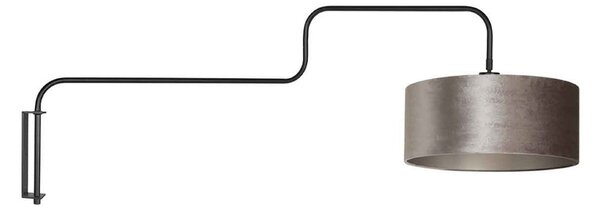 Steinhauer Aplică de perete Bloeba, negru/argintiu, proiecție 140 cm, velur, Negru, Camera de zi / sufragerie, Metal, Modern
