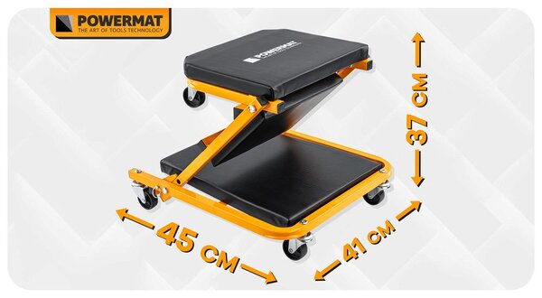 Șezlong și scaun ergonomic pentru atelier 2in1 - 150 kg