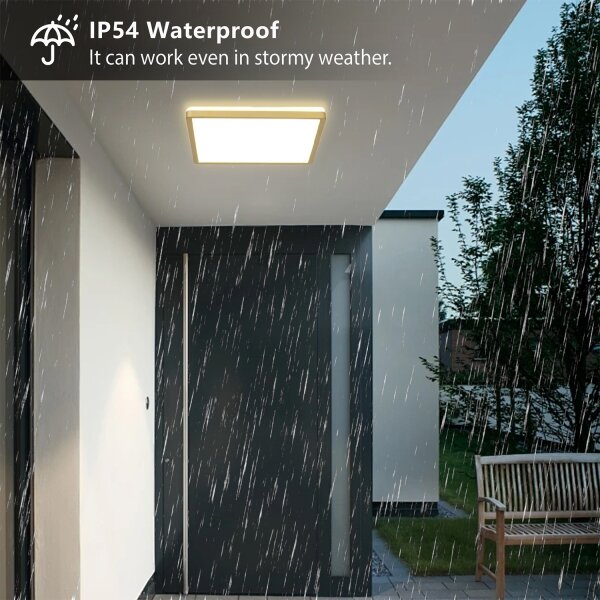 Brilagi - Corp de iluminat LED pentru baie ULTRA SLIM, 24 W, 230 V, 42 x 42 cm, auriu, IP54