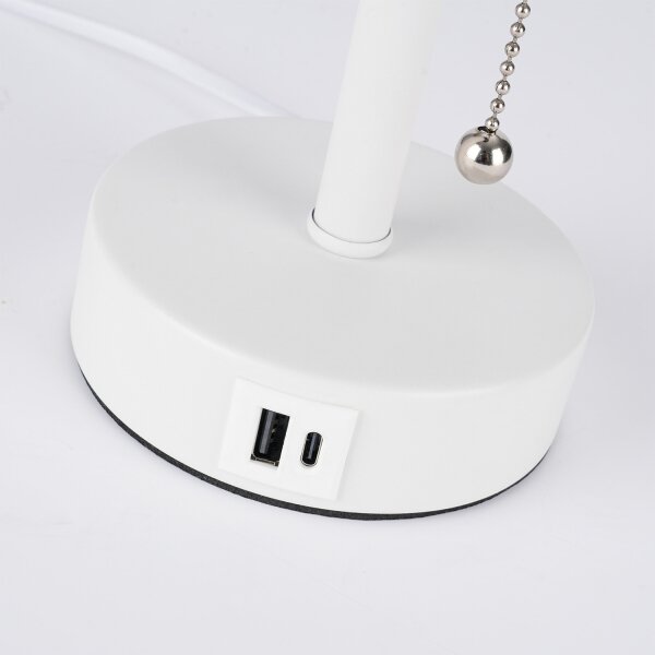 Brilagi - Lampă de birou TABLON cu port USB, 1xE27/25W/230V, alb/bej