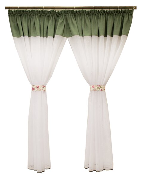 Perdea Velaria bamboo alb cu banda verde, 170x165 cm