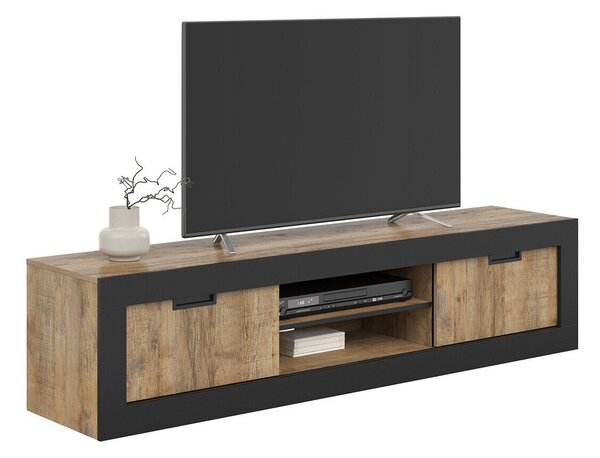 Comodă TV Melmava 102Negru, Stejar, 18x4x4cm