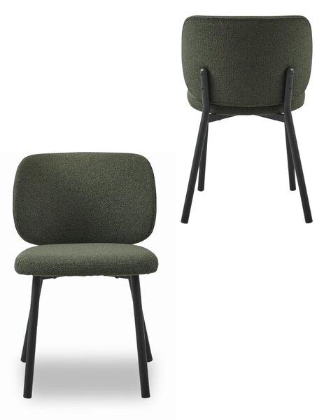 Scaun de dining Swan bouclé, verde