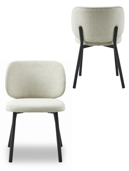 Scaun de dining Swan bouclé, alb prăfuit