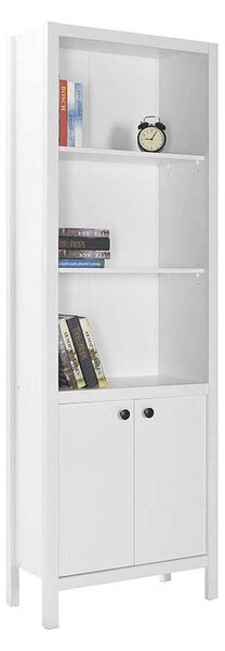 Biblioteca Adore Rustic cu 5 rafturi si usi, Alb, 66x196x32 cm