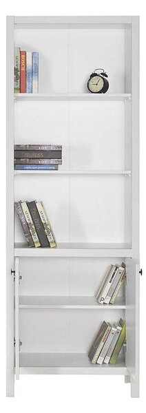 Biblioteca Adore Rustic cu 5 rafturi si usi, Alb, 66x196x32 cm