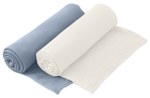 Set 2 paturi pentru bebelusi de vara din muselina dubla 100x100 cm Kidizi Blue, bumbac 100%