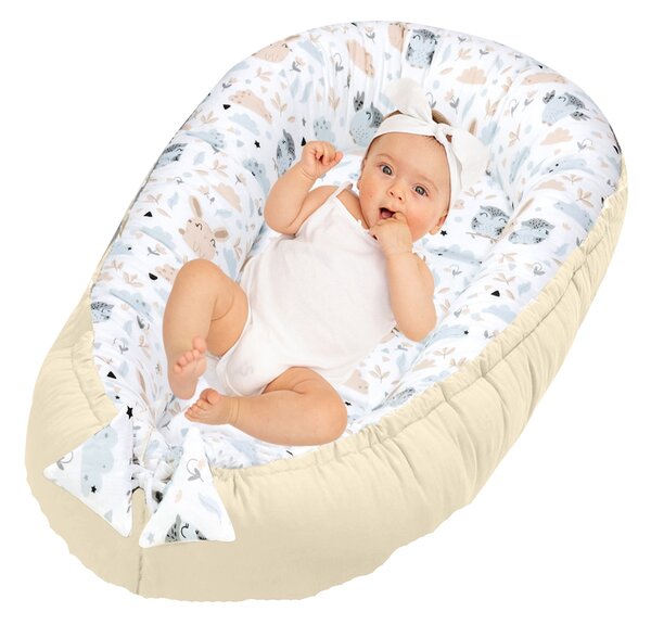 Cosulet bebelus pentru dormit Kidizi Baby Nest Cocoon 90x50 cm Forest Friends