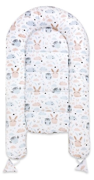 Cosulet bebelus pentru dormit Kidizi Baby Nest Cocoon 90x50 cm Forest Friends