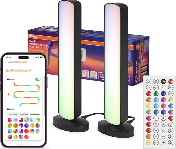 Osram - Set de 2 lămpi de masă LED RGBW dimabile MOOD LIGHT, 4W/230V, Wi-Fi + telecomandă