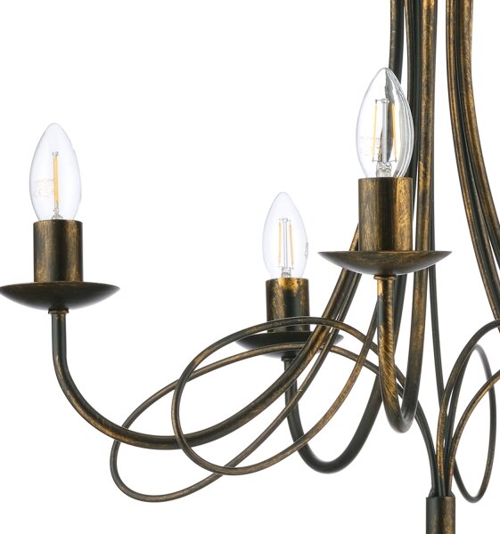 ONLI - Lustră suspendată pe lanț MILVIA, 5 x E14, 6W, 230V, bronz