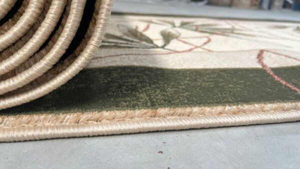 Model Lotos 552 130, Traversa festonata, Latime 80 cm, Crem Verde 80 x 300, Dreptunghi, Verde