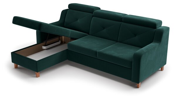 Colțar extensibil Laksaro stânga - velur verde Trinity 28