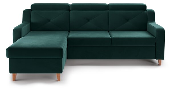 Colțar extensibil Laksaro stânga - velur verde Trinity 28